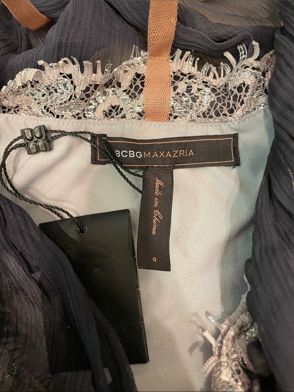 NWOT BCBGMaxAzria Metallic Lace Dress With Button Detailing - Picture 6 of 6